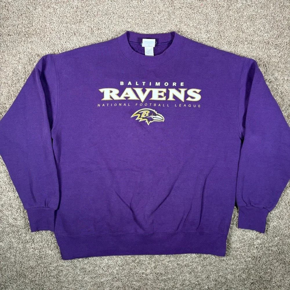 NFL Team Apparel Baltimore Ravens Purple Crewneck Sweatshirt Mens XL Graphic